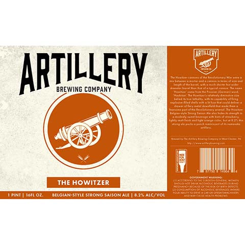 Artillery The Howitzer Belgian-Style Strong Saison Ale by Artillery Brewing Company, beer label
