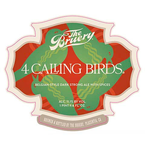 Bruery 4 Calling Birds Dark Strong Ale by The Bruery, beer label