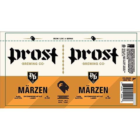 Prost Marzen Lager by Prost Brewing, beer label
