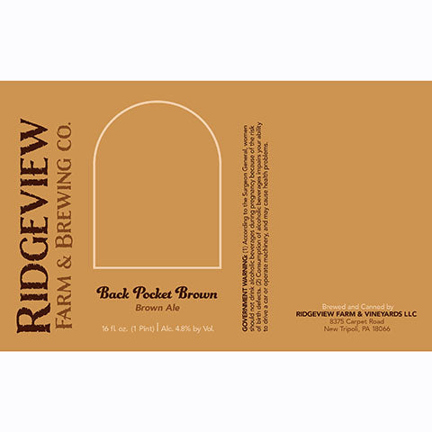 Ridgeview Farm Black Pocket Brown Ale by Ridgeview Farm & Brewing Co., beer label