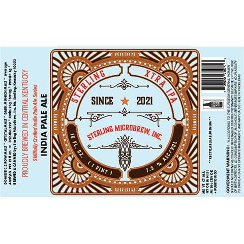 Sterling Xtra IPA by Owl's Brew, beer label