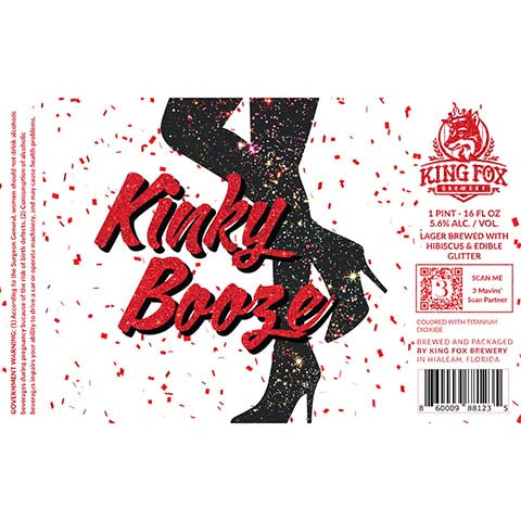 King Fox Kinky Booze Lager by King fox Brewery, beer label