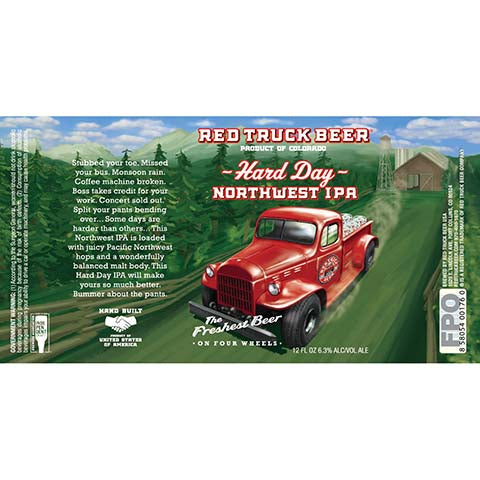 Red Truck Hard Day Northwest IPA by Red Truck Beer Company, beer label