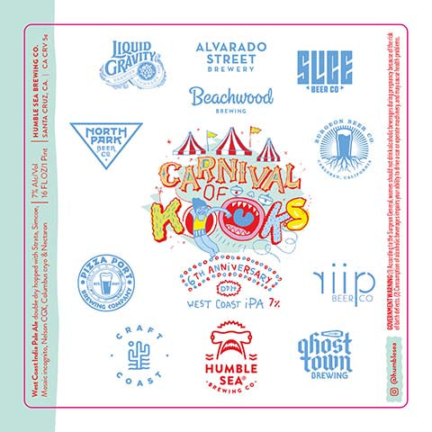 Humble Sea Carnival of Kooks IPA by Humble Sea Brewing Co, beer label