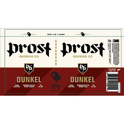 Prost Dunkel Dark Lager by Prost Brewing, beer label