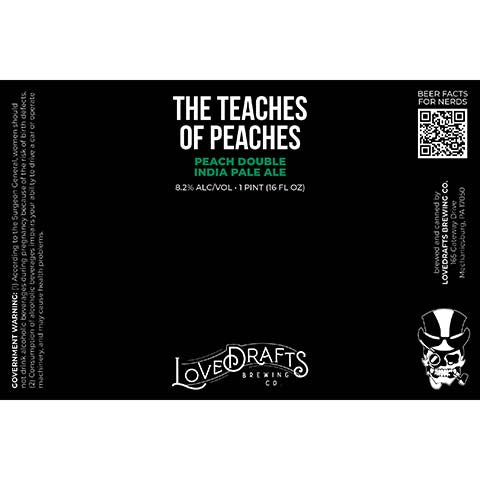 Lovedrafts The Teaches of Peaches Peach DIPA by Lovedrafts Brewing Co., beer label
