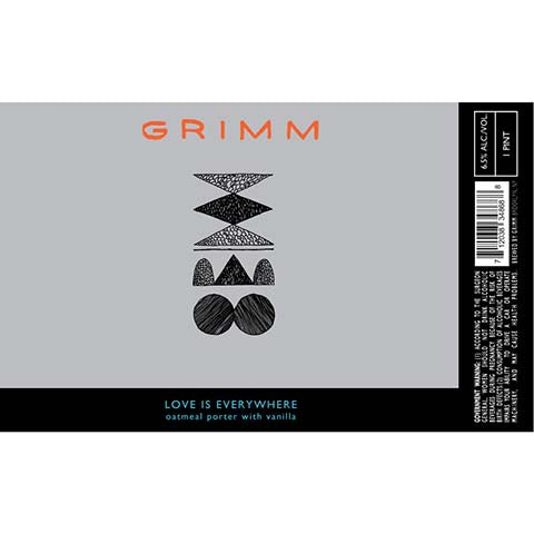 Grimm Love is Everywhere Oatmeal Porter by Grimm Artisanal Ales, beer label