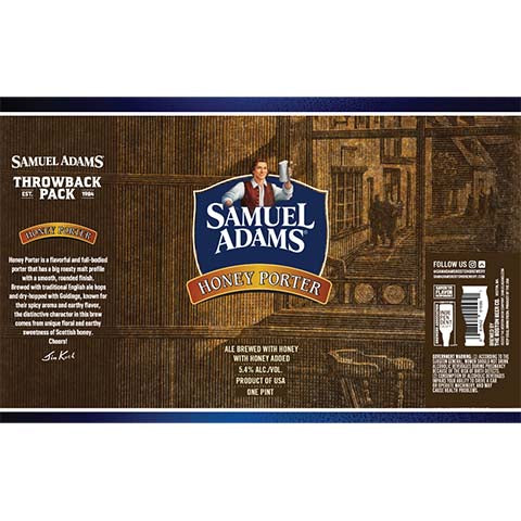 Samuel Adams Honey Porter by Samuel Adams, beer label