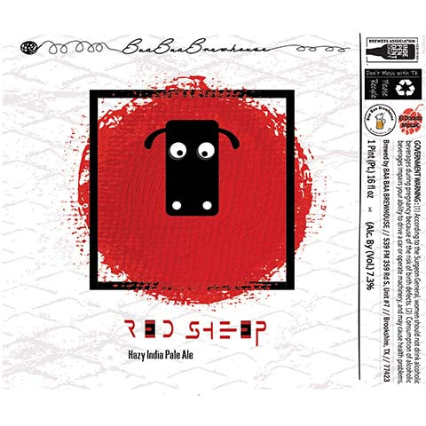 Red Sheep Hazy IPA by Baa Baa Brewhouse, beer label