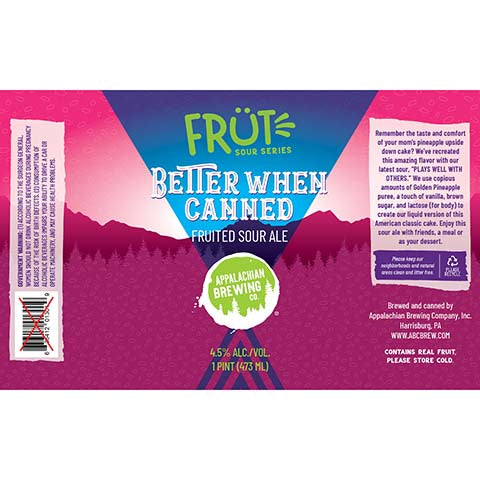 Appalachian Better When Canned Fruited Sour Ale by Appalachian Brewing Co., beer label