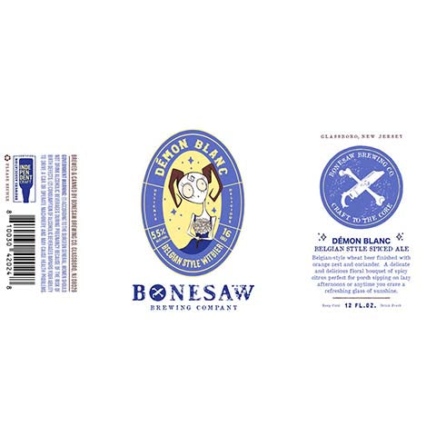 Bonesaw Demon Blanc Belgian Witbier by Bonesaw Brewing Co., beer label