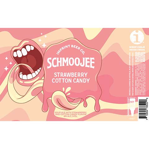 Imprint Schmoojee Strawberry Cotton Candy Sour Ale by Imprint Beer Company, beer label
