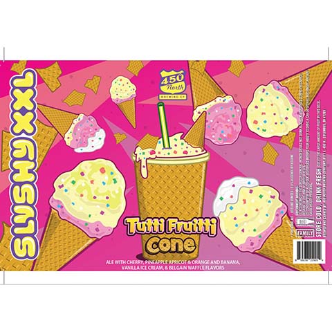 450 North SLUSHY XXL Tutti Fruitti Cone Sour by 450 North Brewing Company, beer label