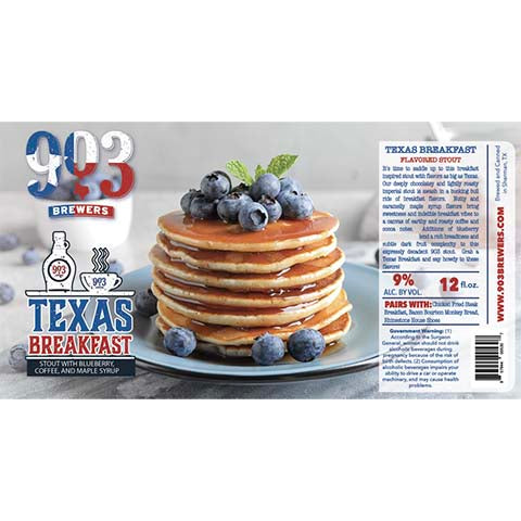 903 Texas Breakfast Stout by 903 Brewers, beer label