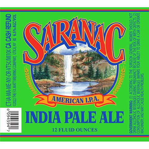 Saranac American IPA by The F.X. Matt Brewing Company, beer label