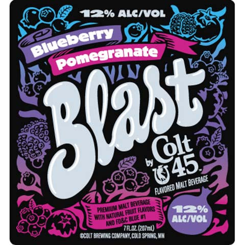 Pabst Blast by Colt 45 (Blueberry Pomegranate) by Pabst Brewing Company, beer label