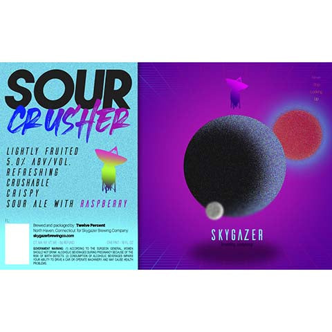 Skygazer Sour Crusher Raspberry Ale by SKYGAZER Brewing Co, beer label
