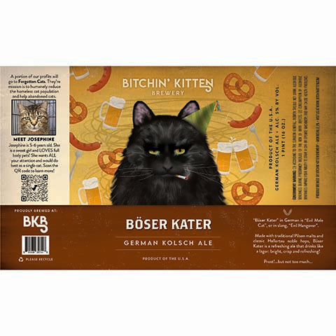Bitchin' Kitten Boser Kater Kolsch Ale by Bitchin' Kitten Brewery, beer label