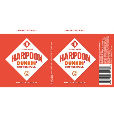 Harpoon Dunkin' Coffee Roll Cream Ale by Harpoon Brewery, beer label