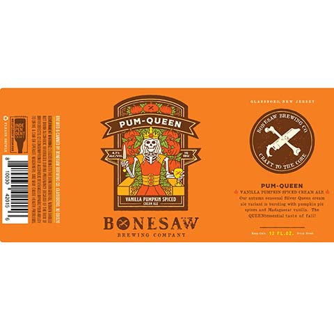 Bonesaw Pum-Queen Cream Ale by Bonesaw Brewing Co., beer label