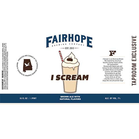 Fairhope I Scream Brown Ale by Fairhope Brewing Co, beer label