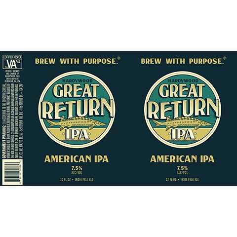 Hardywood Park Great Return IPA by Hardywood Park Craft Brewery, beer label