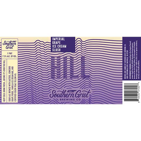 Southern Grist Imperial Grape Ice Cream Slush Hill Sour by Southern Grist Brewing Company, beer label