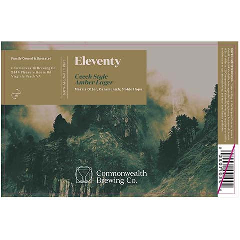 Commonwealth Eleventy Czech Amber Lager by Commonwealth Brewing Co., beer label