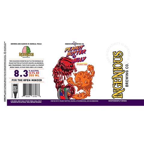 Ingenious Peanut Butter vs Jelly Porter by Ingenious Brewing Company, beer label