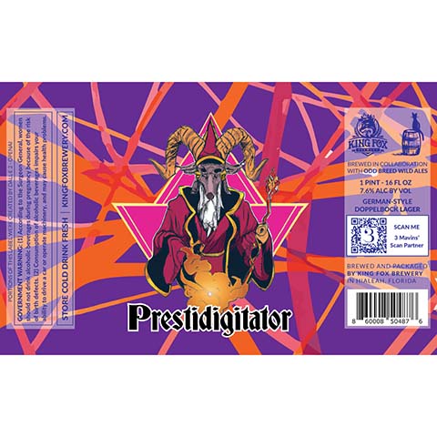 King Fox Prestidigitator Lager by King fox Brewery, beer label