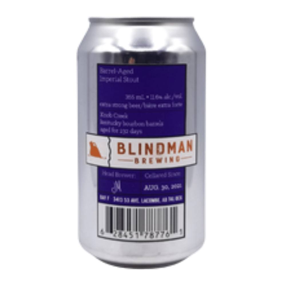 Knob Creek Bourbon Barrel Aged Stout by Blindman Brewery, beer label