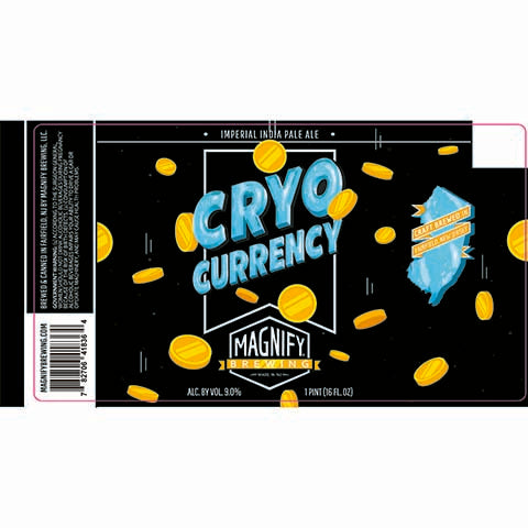 Magnify Cryo Currency Imperial IPA by Magnify Brewing Company, beer label