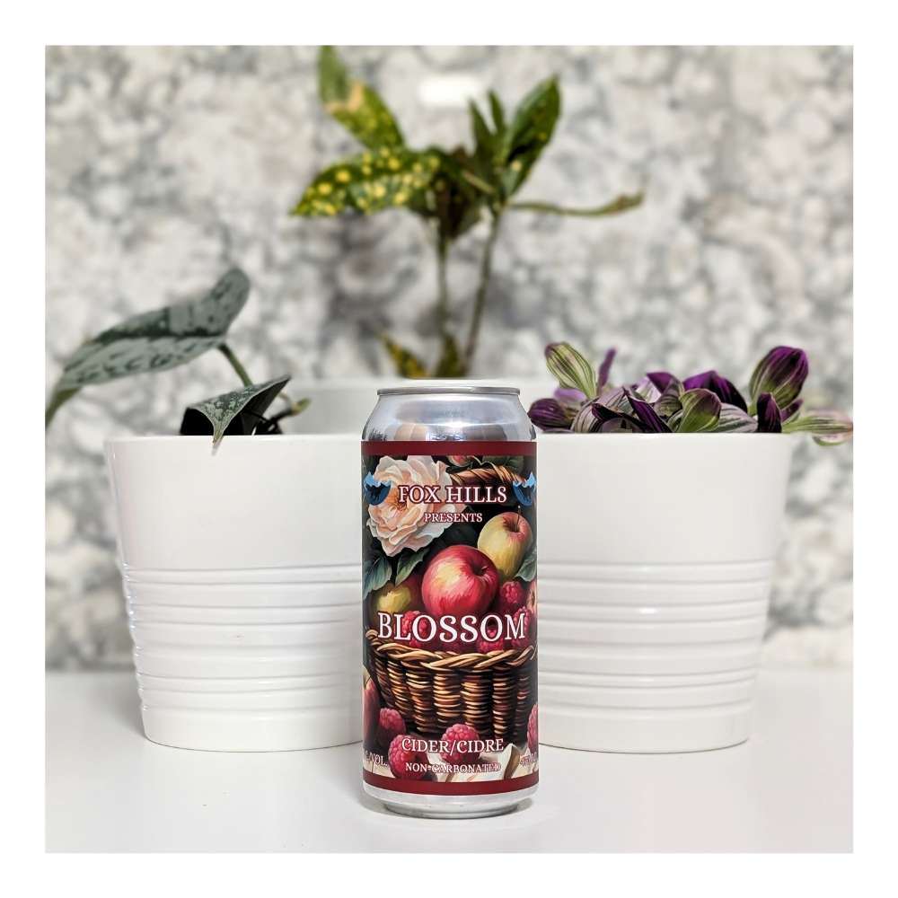 Hills Cidery Blossom Raspberry Lemon and Rose Cider by Fox Hill Cidery, beer label