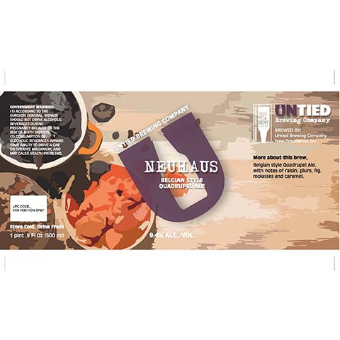 Untied Neuhaus Belgian Style Quadruel Ale by Untied Brewing Company, beer label
