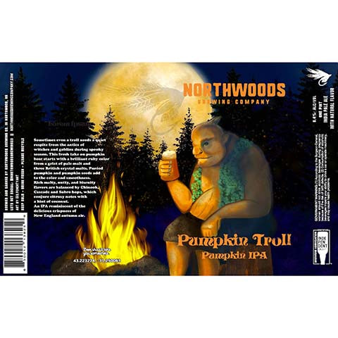 Northwoods Pumpkin Troll Pumpkin IPA by Northwoods Brewing Company, beer label