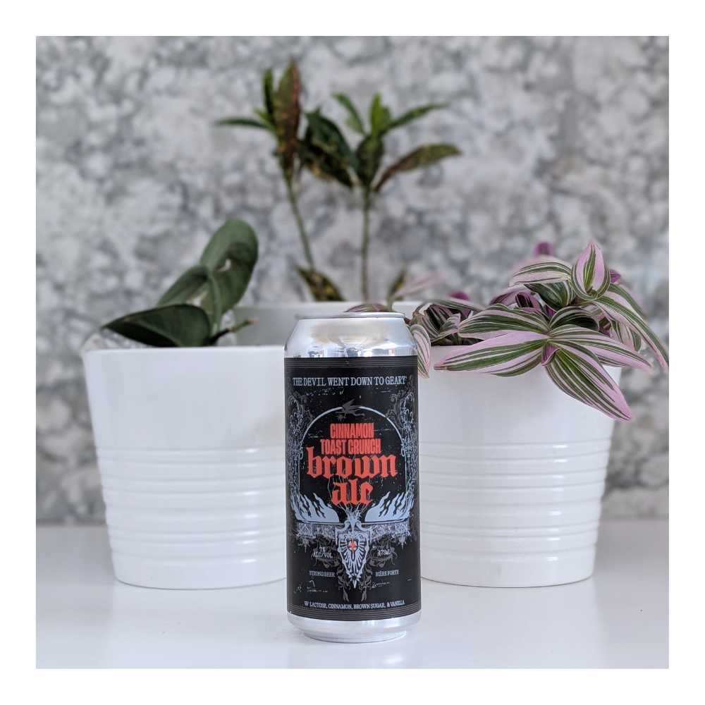 The Devil Went Down to Geary Cinnamon Toast Crunch Brown Ale by Blood Brothers Brewing, beer label