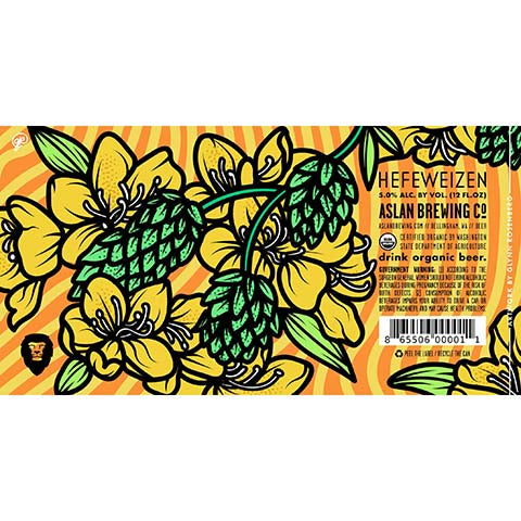 Aslan Hefeweizen by Aslan Brewing Company, beer label