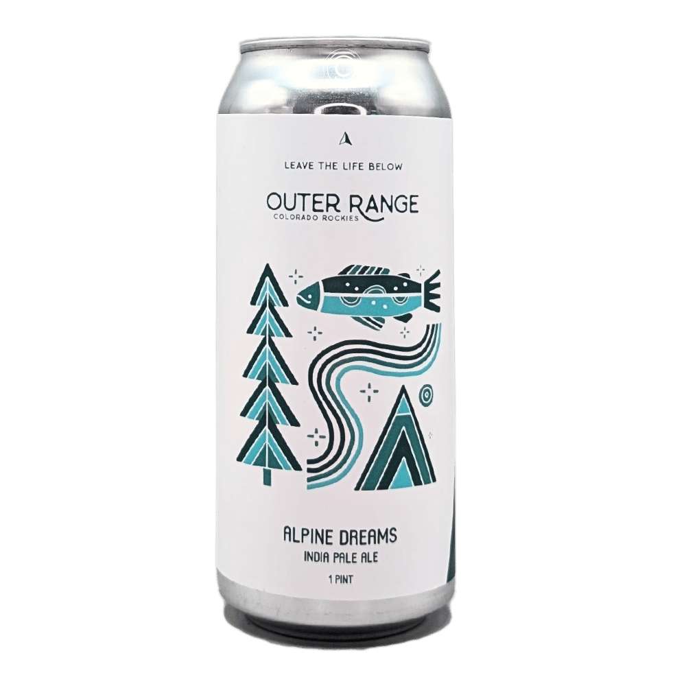 Company Alpine Dreams Hazy IPA by Outer Range Brewing Comapny, beer label
