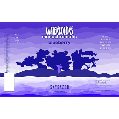 Skygazer Watercolors Monochromatic Blueberry by SKYGAZER Brewing Co, beer label