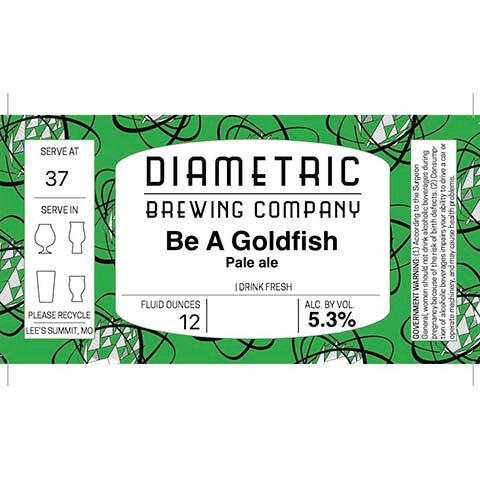 Diametric Be A Goldfish Pale Ale by Diametric Brewing Company, beer label