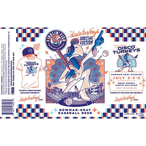 Fiddlin' Fish Bowman-Gray Baseball Beer by Fiddlin' Fish Brewing Company, beer label