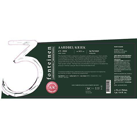3 Fonteinen Aardbei/Kriek by 3 Fonteinen, beer label