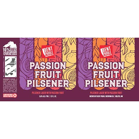 Bent Paddle Passion Fruit Pilsener Lager by Bent Paddle Brewing Co, beer label