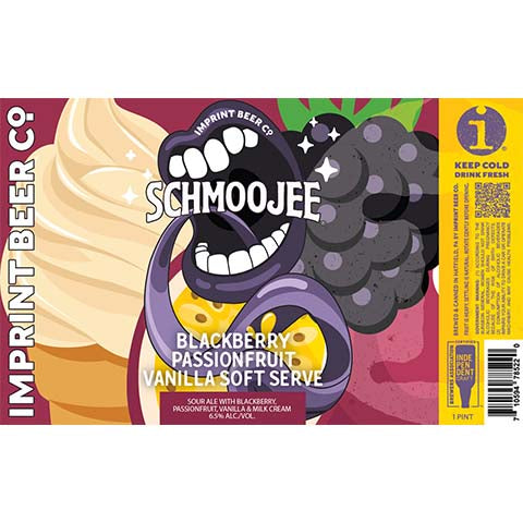 Imprint Schmoojee Blackberry Passionfruit Vanilla Soft Serve Sour by Imprint Beer Company, beer label