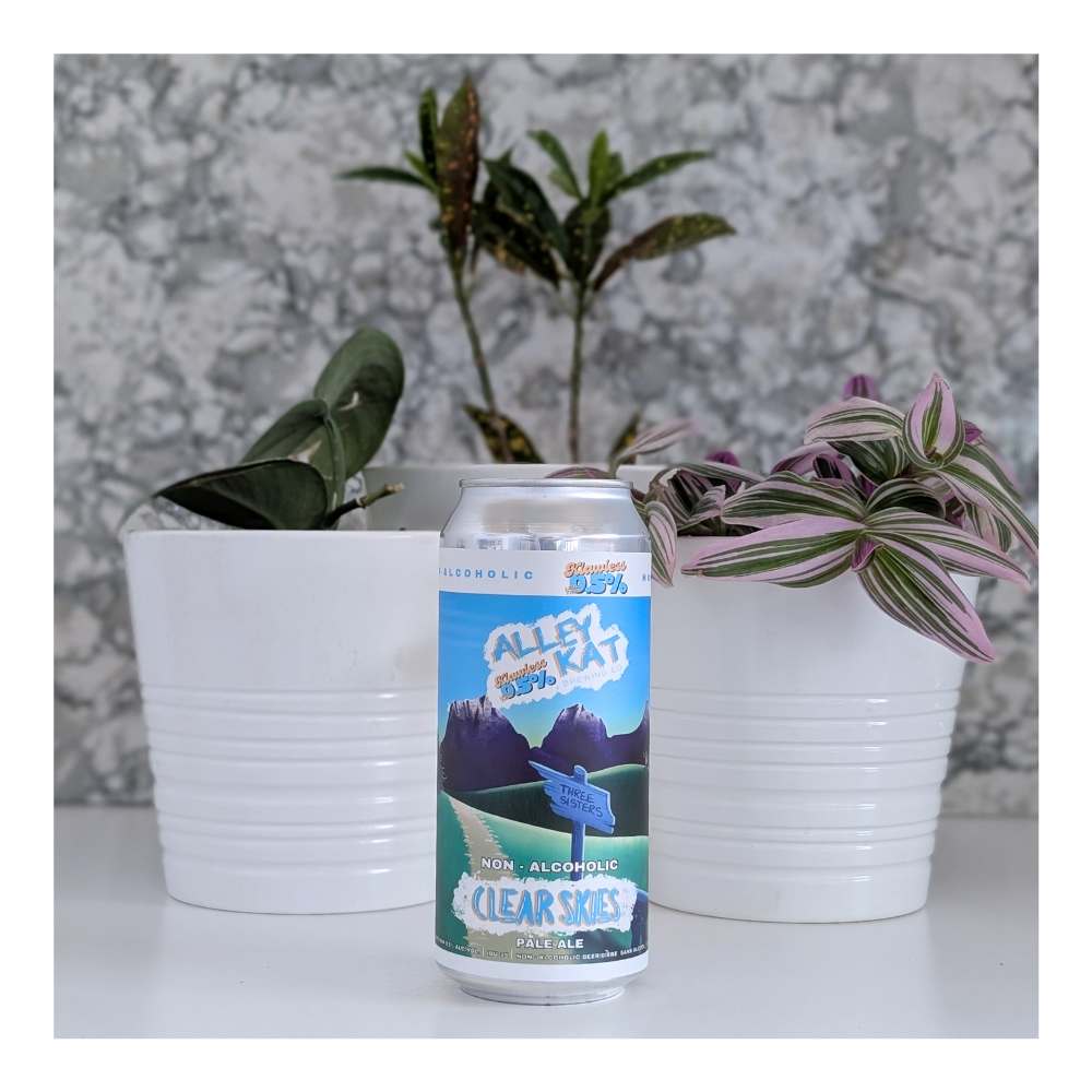 Clear Skies Pale Ale Non-Alcoholic by Alley Kat Brewing Company, beer label
