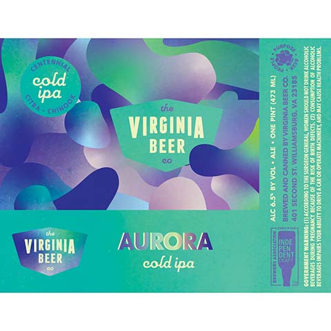 The Virginia Beer Aurora Cold IPA by The Virginia Beer Company, beer label