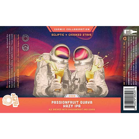 Ecliptic + Crooked Stave Passionfruit Guava Hazy IPA 2022 by Ecliptic Brewing, beer label