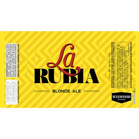 Wynwood La Rubia Blonde Ale by Wynwood Brewing Company, beer label