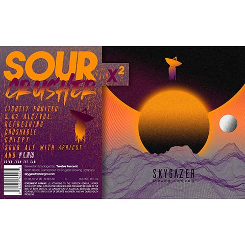 Skygazer Sour Crusher x2 Apricot Sour Ale by SKYGAZER Brewing Co, beer label