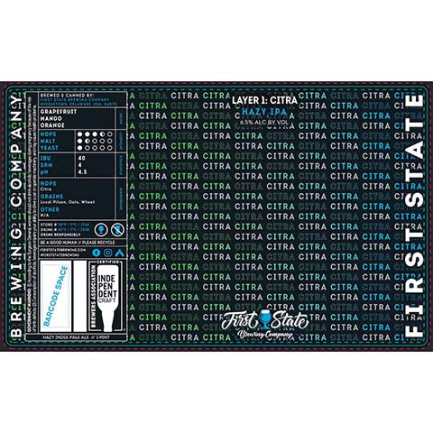 First State Layer 1: Citra Hazy IPA by First State Brewing company, beer label